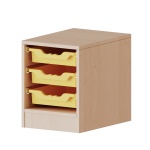 ErgoTray Regal, einreihig, 1 OH, fahrbar, 3 flache Boxen, B/H/T 36,1x46x40cm 